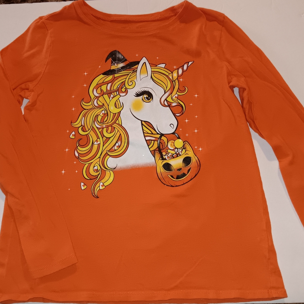 Place Orange Long Sleeve Unicorn Halloween Tee